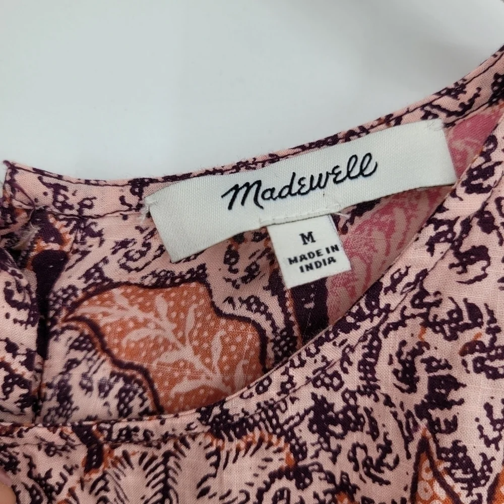 MADEWELL yoked short puff sleeve top in Bali bloom size Medium